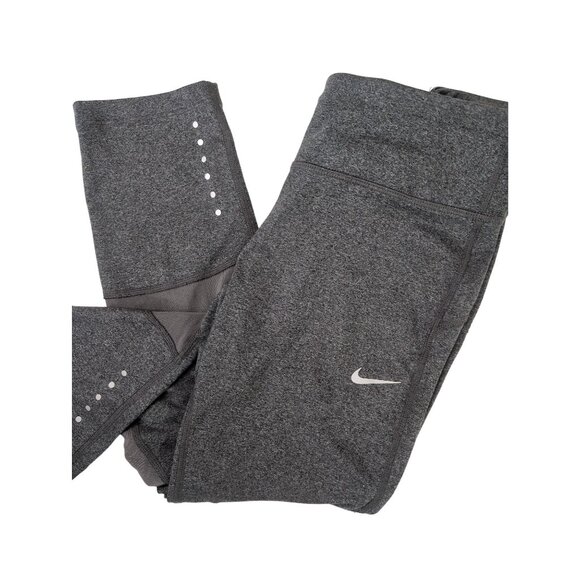 NIke Leggings Womens S Gray 3/4 Length Mesh Reflective Running Training Gym - Picture 1 of 11